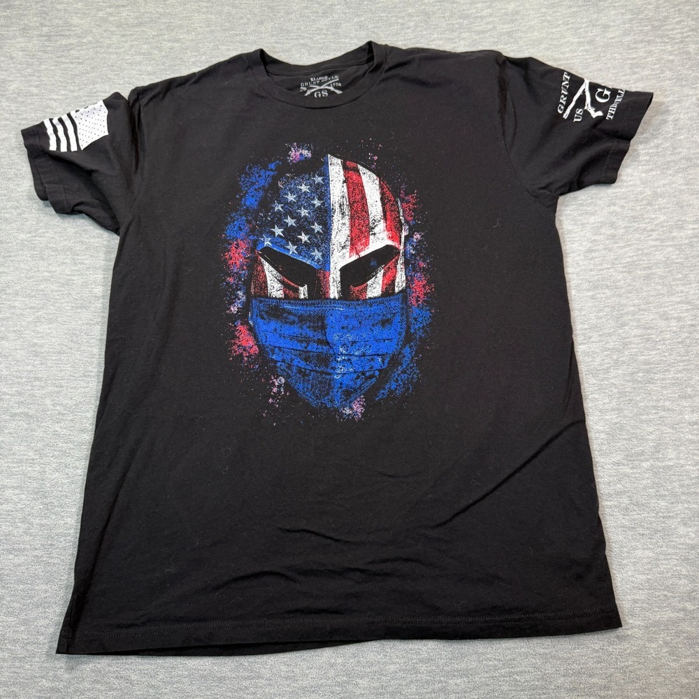 Grunt Style T Shirt Men XL Black USA Flag Mask Graphic Patriotic Veteran‎ Tee